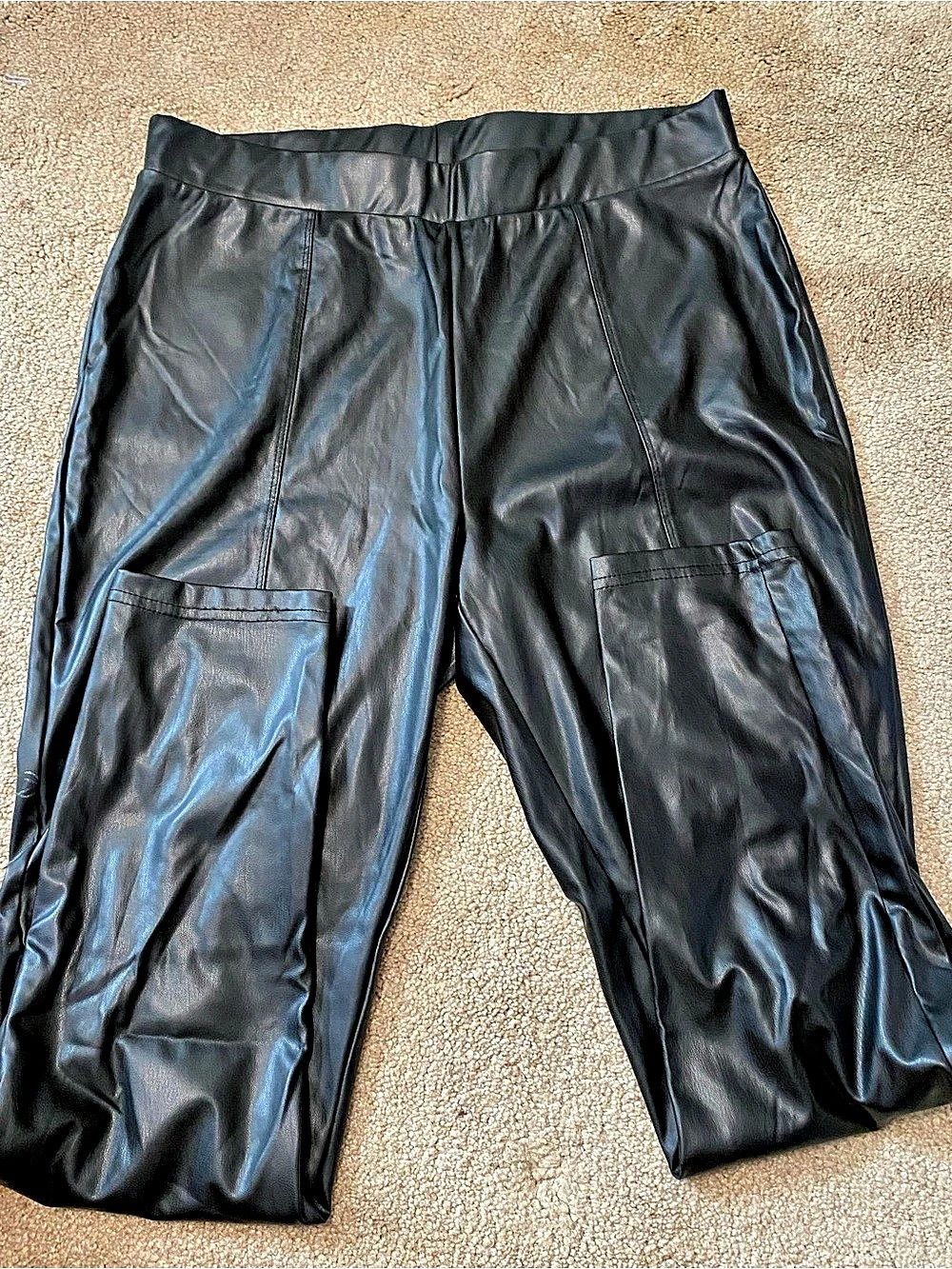 Primark Faux Leather Straight Leg Pants Black Size Medium